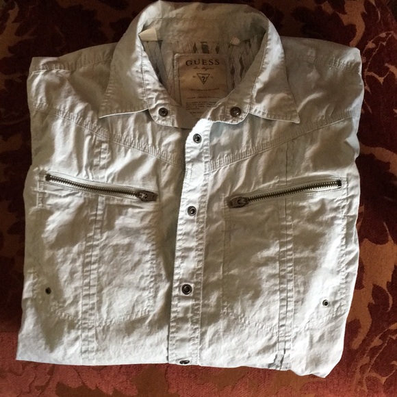 guess denim shirt mens